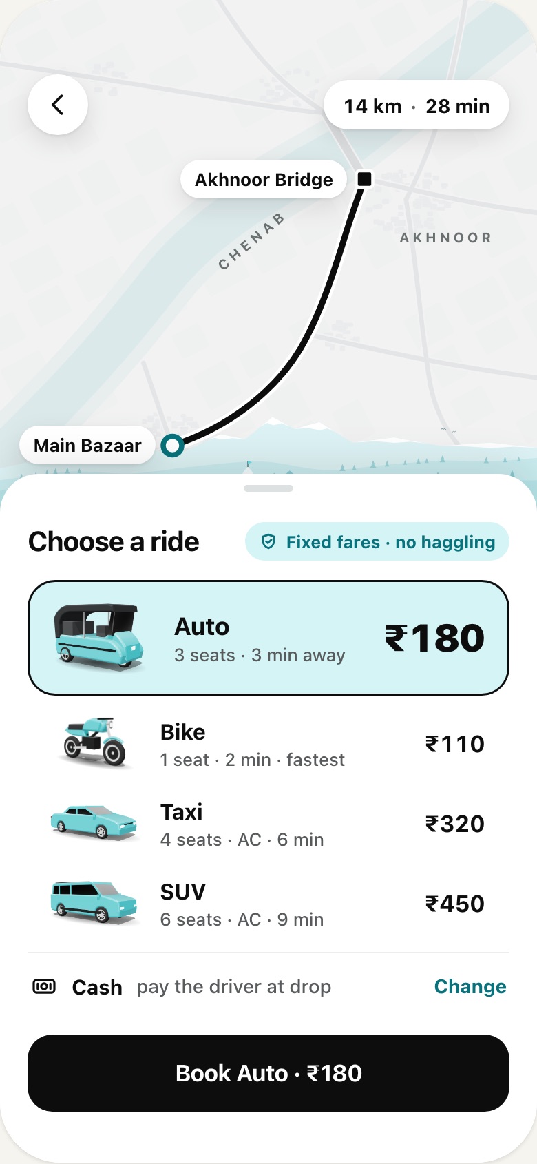 Choose a ride with fixed fares